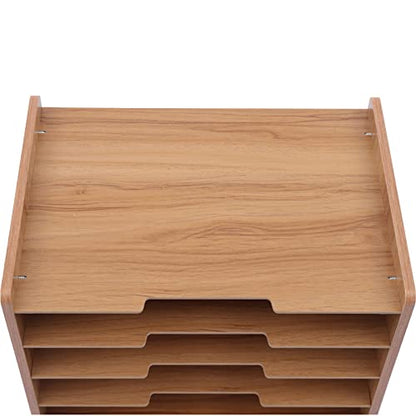 7Tier Widen Wood Office Paper Organizer, File Organizer Desktop,Document Letter Mail Tray Sorter,File Holder Desk Letter Tray, Sorter Document Book Magazine Storage Shelf Rack 14.17 * 9.84 * 15.16in