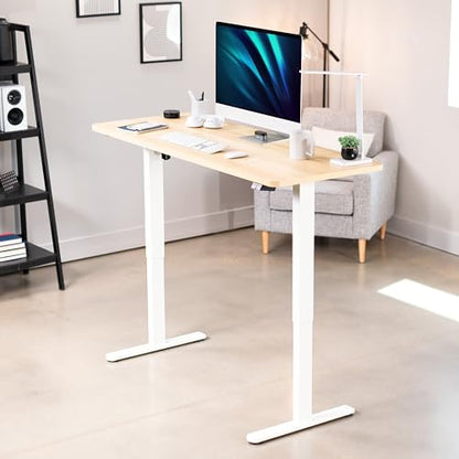 VIVO Light Wood 60 x 24 in Standing Desk, DESK-KIT-W06C - color: Light Wood Top / White Frame, size: 60 x 24 inch