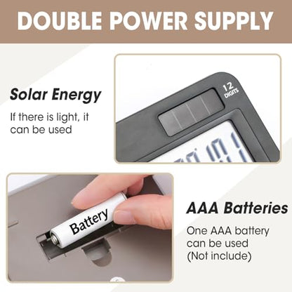 2 Pack Calculator, 12 Digit Desk Calculator with Large LCD Display & Big Buttons, Dual Power Solar & Battery, Standard Basic 4 Function Calculator - color: 2 Pack