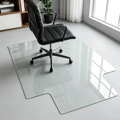 36x47 Upgraded Irregular Tempered Glass Chair Mat, Smooth Rolling Floor Mat for Carpet & Hardwood Floor, Universal Anti Scratch Office Computer Chair Mat,Durable Glass for Home and Floor Protection