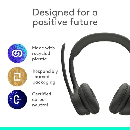 Logitech Zone 300 Wireless Bluetooth Headset with Noise-Canceling Microphone, Compatible with Windows, Mac, Chrome, Linux, iOS, iPadOS, Android – Graphite (Renewed) - color: Graphite
