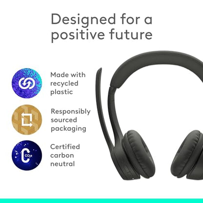 Logitech Zone 300 Wireless Bluetooth Headset with Noise-Canceling Microphone, Compatible with Windows, Mac, Chrome, Linux, iOS, iPadOS, Android – Graphite (Renewed) - color: Graphite