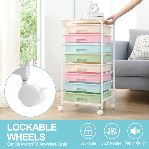 SYKIARIOL Rolling Cart with Drawers, 8 Drawers Utility Cart, Rainbow - color: Rainbow