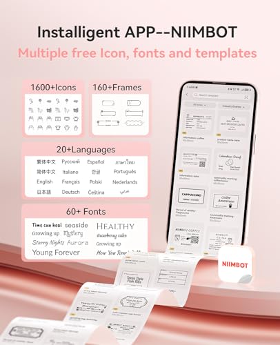 NIIMBOT Label Maker, B21 Pro 300DPI HD Sticker Printer for Photos, Red | Red&Black Dual-Color Printer, Bluetooth Sticker Maker for Notes, Study Graphics, Memo Maker, Come with 2'' x 1.2'' Label Roll - color: Red