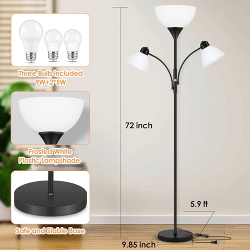 Coucrek Torchiere Floor Lamps for Living Room, 72" Dimmable Reading Lamp - color: Black