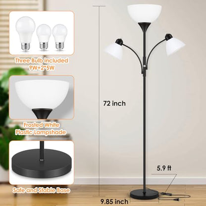 Coucrek Torchiere Floor Lamps for Living Room, 72" Dimmable Reading Lamp - color: Black