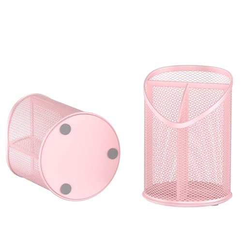 Delifox 2 Pack Pen Holder Mesh Round Pencil (Pink) - color: Pink