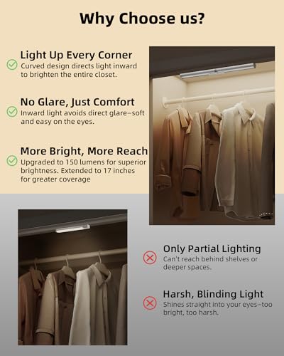 EZVALO 17-Inch Closet Lights, Motion Sensor Lights Indoor - size: 17inch