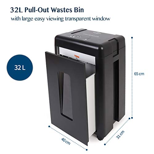 WOLVERINE SD9520 P5 Super Micro Cut Shredder, 15-Sheet, Ultra Quiet, 8Gal Bin, Black - size: 15-Sheet Level P5-Black