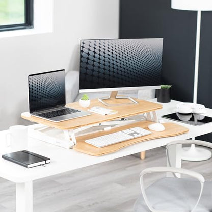 VIVO Real Bamboo 32 inch Standing Desk Converter, DESK-V000KO - color: Bamboo, size: 32"