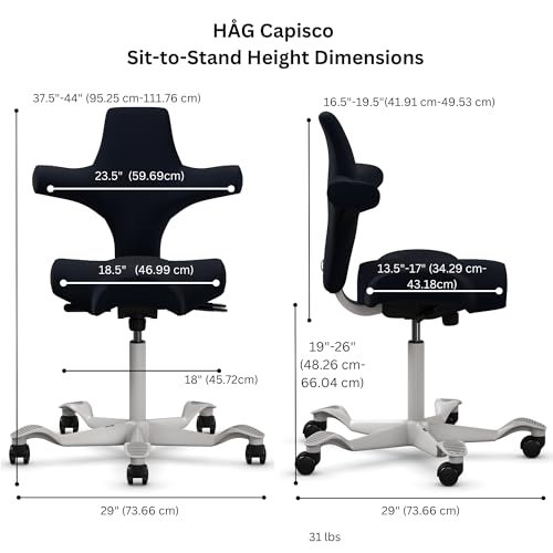 HAG Capisco Sit to Stand Chair-Silver Frame-Upholstered Gray Ash Vinyl - color: Gray Ash