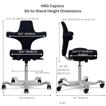HAG Capisco Sit to Stand Chair-Silver Frame-Upholstered Gray Ash Vinyl - color: Gray Ash