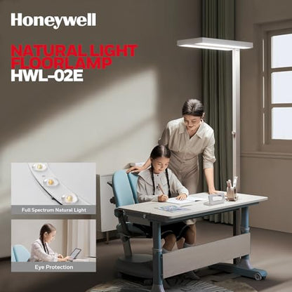 Honeywell 02E LED Floor Lamp, 6000LM Sunturalux Eye Caring Standing Light | 4000K 60W Natural Daylight Dimmable Reading Lamp, Modern Floor Lamp for Home Office Living Room Bedroom - style: 6000LM