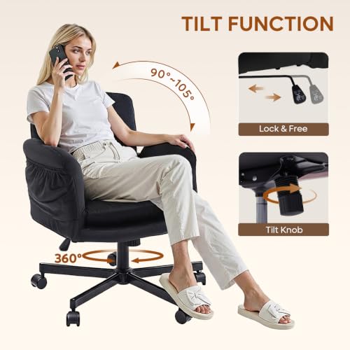 Bestier Criss Cross Chair with Flip-Up Arms, Black Velvet Office Chair - color: Black Velvet, size: Low Back