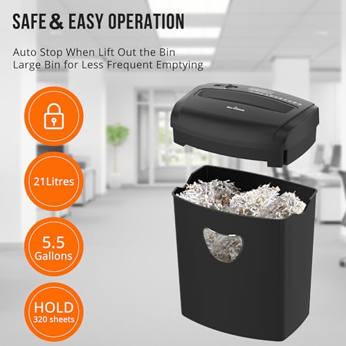 Suntiko 12 Sheet Home Office Cross Cut Shredder Black | P-4 Security Level, Jam-Proof System, 6.6Gal Bin, Shredder for Paper/Credit/Card/Mail，ETL Certified