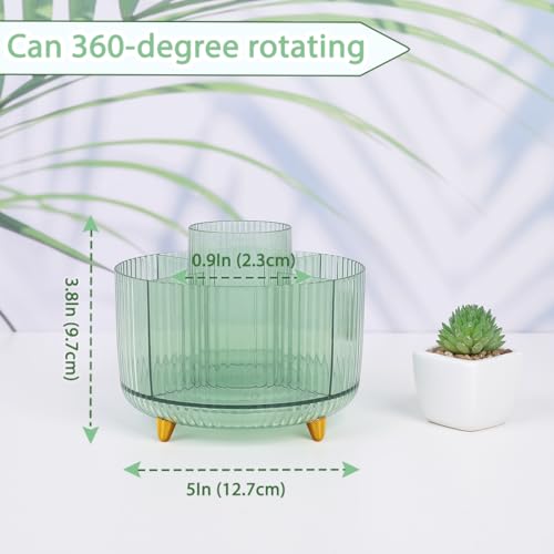 SKYDUE Rotating Pencil Pen Holder, Pen Organizer with 5 Slots - Aesthetic Desk Organizer and Accessories for School, Home, Office Supplies, Clear Green - color: Clear Green