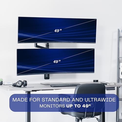 VIVO Pneumatic Arm Dual Ultrawide Monitor Wall Mount for Up to 49 inch Screens, Holds 2 Ultra Wides Up to 33.5 lbs Each, Black, MOUNT-V120K - size: Dual Mount, style: Wall Mount
