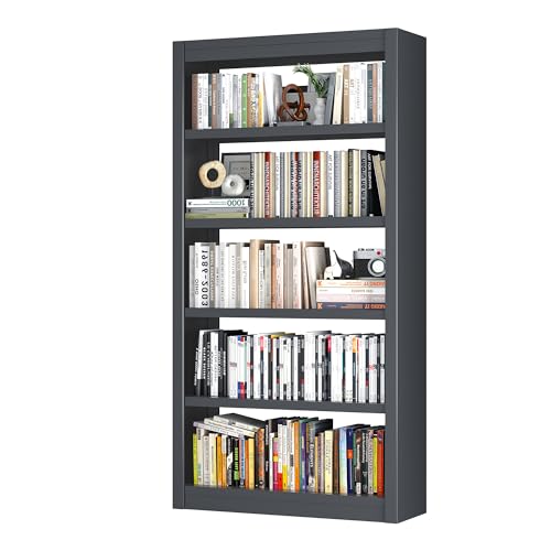 OSEILLC 69" 5-Shelf Heavy Duty Metal Bookcase, Adjustable Sturdy Bookshelf | Heavy Load Capacity, Black Shelf, Anti-Tip, No-Screw Quick Assembly, Space-Saving, Fits Living Room, Garage, Bedroom - color: Black, size: 69"H*31.5"W