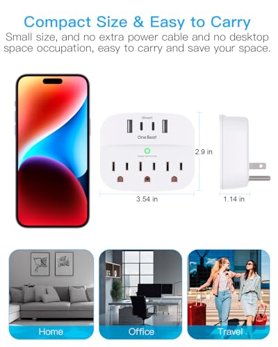 One Beat Multi Plug Outlet Splitter with USB,Surge Protector Outlet 2 Pack - color: White, size: 2c2a, 2 Pack