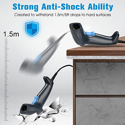 OBZ USB Barcode Scanner Handheld Wired Bar Code Reader Automatic Plug&Play | 1.5m USB Cable,CMOS 1D/2D Reading,3 Scan Modes,Supports multiple systems for warehouses、supermarkets、library、retail stores - style: USB handheld Scanner