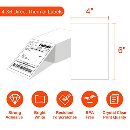 4" x 6" Fanfold Labels Direct Thermal Labels, Shipping Package Labels with Perforated line for Thermal Printers (1000 Labels/Stack, 1 Stack) - size: 1 Stacks | 1000 Labels