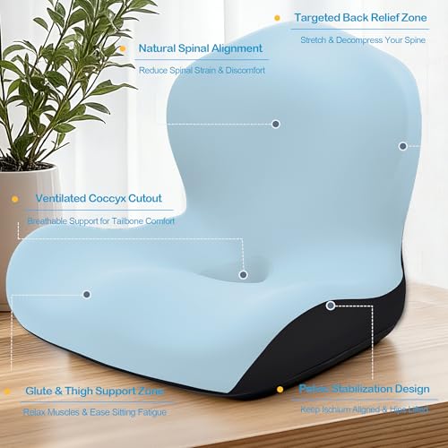 Seat Cushion, Office Chair Cushion, L-Shaped Ergonomic Car Seat Cushions, Memory Foam Chair Cushion, Lumbar Support Pillow for Wheelchair, Car, Home, Office, Desk, Blue - color: Blue