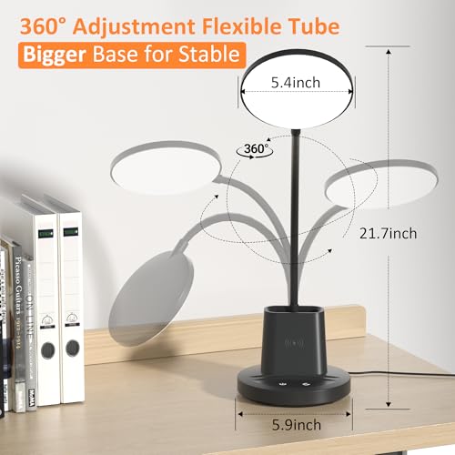 LED Desk Lamp with Wireless Charger for Home Office, Black - color: Matte Black