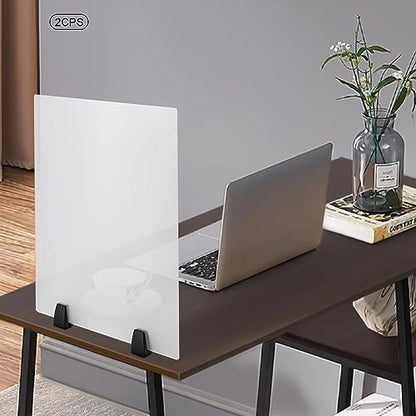 Desk Privacy Panels, 24 x 18 inches, 2PCS Acrylic Clamp-on Desk Dividers, Dual Frosted Plexiglass Office Partitions