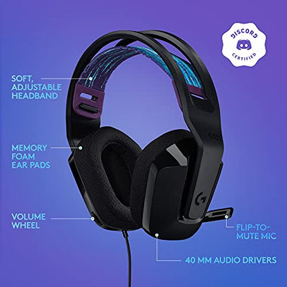 Logitech G335 Wired Gaming Headset (with Flip to Mute Microphone) - Black - color: Black, style: Wired