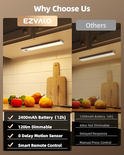 EZVALO Under Cabinet Lighting with Charging Station, Rechargeable Motion Sensor Light Indoor, Dimmable Closet Lights Wireless, 3000K, Motion Activated Under Counter Lights for Kitchen,Pantry(3 Pcs) - color: Warm White