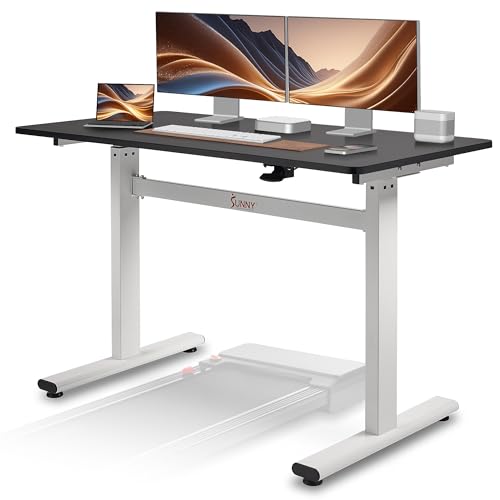 Sunny Health & Fitness Multi-Purpose Air-Drive Adjustable Standing Desk, Pneumatic Air Lifting, Electricity-Free, Scratch-Resistant Surface with up to 47.2" Height, Treadmill Compatible SF-A023001
