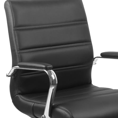 Flash Furniture Mid-Back Black LeatherSoft Executive Swivel Office Chair with Chrome Base and Arms - color: Black Leathersoft/Chrome Frame
