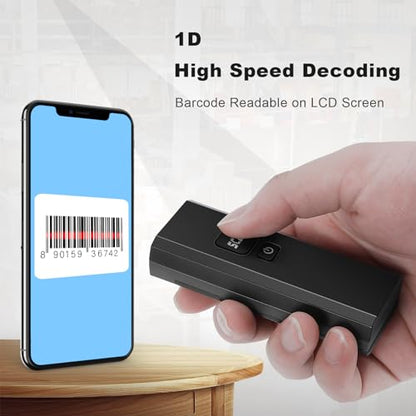 Wireless Barcode Scanner, 1D CCD Automatic Mini Barcode Rreader, Rechargeable Bar Code Scanner with 2.4G Receiver Plug and Play