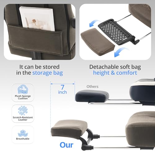 Desk Computer Gaming Chair - Ergonomic Game Office Chair with Extended Footrest and Massage Lumbar Support, Home Gamer Video Game Chairs with Spring Cushion for Adults (Pro Grey Leather) - color: Pro Grey Leather