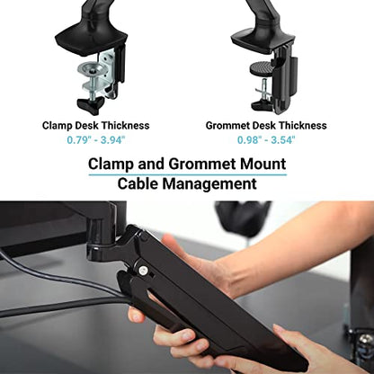 Single Monitor Stand Arm Gas Spring Holds up to 20 lbs for 17"-30" Monitors - style: Single 17"-30"