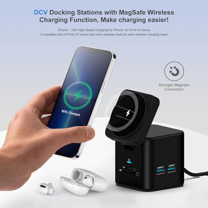 USB C Laptop Docking Station, 9 in 1 Hub with MagSafe Charger Stand, Black - color: Black