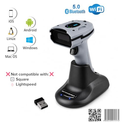 ScanAvenger Wireless Portable 1D&2D Cordless Bluetooth Rugged IP65 Barcode Scanner for Inventory - style: 1D&2D Rugged IP65 with Upgraded Next Gen Stand
