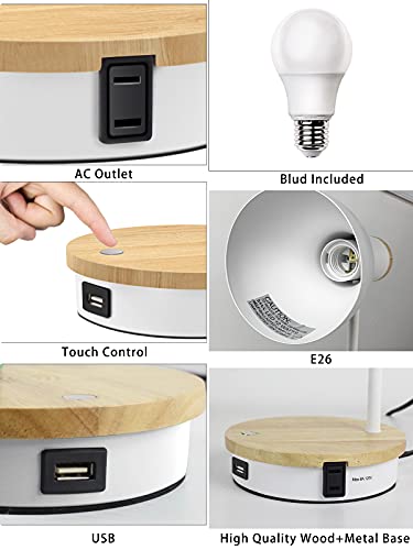 LALISU Metal Desk Lamp Wireless Charging Table Lamp Touch Reading Lights - color: White