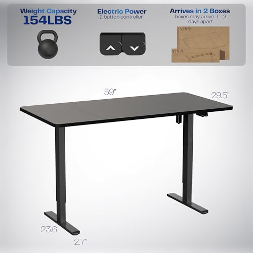 VIVO Black 60 x 30 in Standing Desk, DESK-KIT-0B6B - color: Black Top / Black Frame, size: 60 x 30 inch