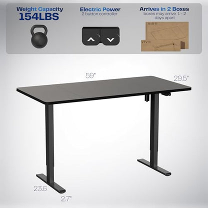 VIVO Black 60 x 30 in Standing Desk, DESK-KIT-0B6B - color: Black Top / Black Frame, size: 60 x 30 inch