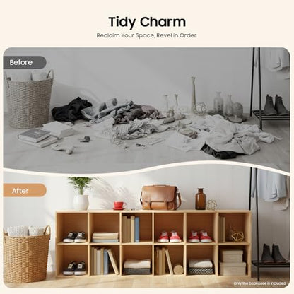 12 Cube Storage Organizer - Solid Wood Bookshelf - Cube Shelf - Vertical or Horizontal Bookcase - Open Book Shelf - Easy Assembly for Bedroom, Living Room, Office - size: 12-Cube