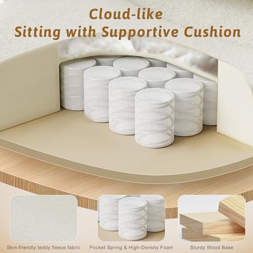 Wider Seat Office Chair with Flip Armrests for Criss Cross Legged&Cats, Big and Tall Executive Ergonomic Reclining Chair with Footrest&Lumbar Pillow, Teddy Fleece Desk Chair,White Vanity Chair - color: White