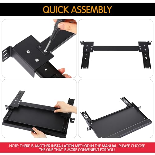 AceOrbit 1U Keyboard Tray 8" Deep, Universal 19" Rack Mount Sliding Shelf Tray 8" Deep for Network Equipment Server Rack or Cabinet