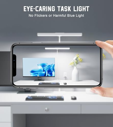 LED Desk Lamp for Home Office with Base, Eye-Caring Desk Light 12W, White - color: White