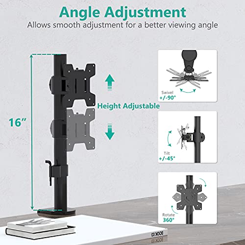 WALI Single Monitor Mount, Vesa Monitor Arm for 13-32 inch, up to 22lbs | Adjustable Monitor Mount for Desk, Full Motion with Tilt, Swivel, Rotation, C-Clamp/Grommet Mounting, VESA 75/100mm (M001S) - size: Single, style: Adjustable