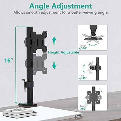 WALI Single Monitor Mount, Vesa Monitor Arm for 13-32 inch, up to 22lbs | Adjustable Monitor Mount for Desk, Full Motion with Tilt, Swivel, Rotation, C-Clamp/Grommet Mounting, VESA 75/100mm (M001S) - size: Single, style: Adjustable