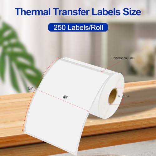 Desktop Thermal Transfer Labels, 4 x 6 in, 4 Rolls - size: 4"x6"