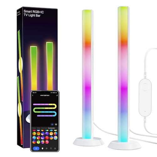 Smart LED Light Bar, RGBICWW TV Light Bars for Room, Gaming With Music Sync | TV Backlight, 16 Million Colors, Compatible with Alexa, Music Sync Gaming Lights APP Control, Multiple Placement Options