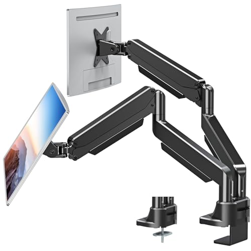 MOUNT PRO Dual Monitor Stand for Max 43 Inch Ultrawide Computer Screen, Premium Aluminum Heavy Duty Monitor Arm Holds 6.6lbs to 33lbs, Gas Spring Full Motion Display Desk Stand, VESA Mount - size: Max 43", style: Dual
