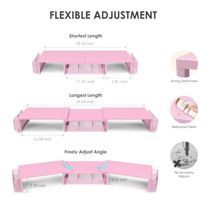 OPNICE Desk Organizers and Accessories, Dual Monitor Stand Riser - color: Matte Pink